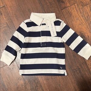 Janie and Jack Classic Navy and Cream Striped Polo